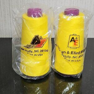 American & Efird Thread Lot Canary Yellow 2 @ 3000 Yard Spools Perma Polyester